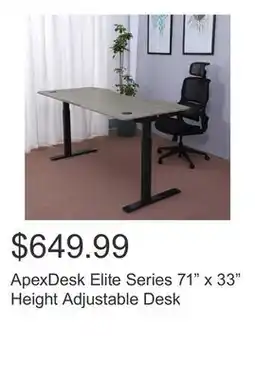 Costco ApexDesk Elite Series 71 x 33 Height Adjustable Desk offer