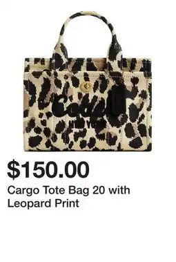 Belk Cargo Tote Bag 20 with Leopard Print offer