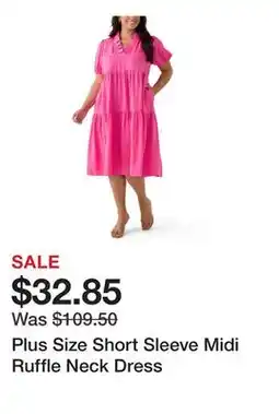 Belk Plus Size Short Sleeve Midi Ruffle Neck Dress offer