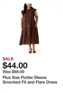 Belk Plus Size Flutter Sleeve Smocked Fit and Flare Dress offer