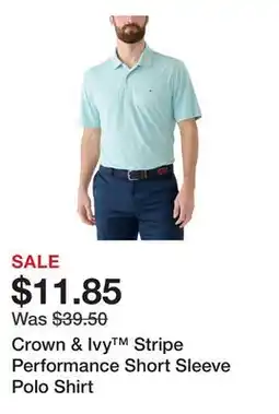 Belk Crown & Ivy Stripe Performance Short Sleeve Polo Shirt offer