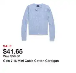 Belk Girls 7-16 Mini Cable Cotton Cardigan offer