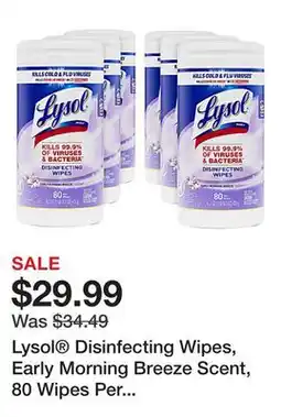 Office Depot Lysol Disinfecting Wipes, Early Morning Breeze Scent, 80 Wipes Per Canister, Carton Of 6 Canisters offer