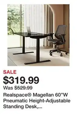 Office Depot Realspace Magellan 60W Pneumatic Height-Adjustable Standing Desk, Espresso offer