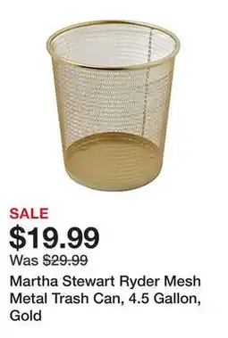 Office Depot Martha Stewart Ryder Mesh Metal Trash Can, 4.5 Gallon, Gold offer