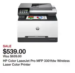 Office Depot HP Color LaserJet Pro MFP 3301fdw Wireless Laser Color Printer offer