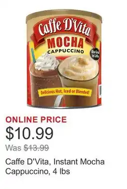 Costco Caffe D'Vita, Instant Mocha Cappuccino, 4 lbs offer