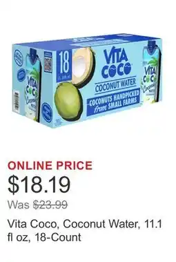 Costco Vita Coco, Coconut Water, 11.1 fl oz, 18-Count offer
