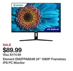 Office Depot Element EM2FPAB24B 24 1080P Frameless IPS PC Monitor offer