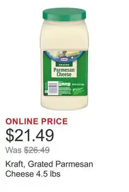 Costco Kraft, Grated Parmesan Cheese 4.5 lbs offer