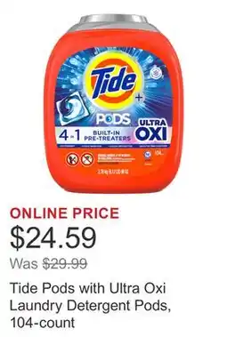 Costco Tide Pods with Ultra Oxi Laundry Detergent Pods, 104-count offer