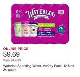 Costco Waterloo Sparkling Water, Variety Pack, 12 fl oz, 24-count offer