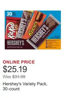 Costco Hershey's Variety Pack, 30-count offer