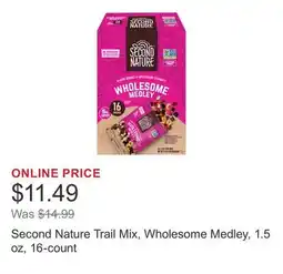 Costco Second Nature Trail Mix, Wholesome Medley, 1.5 oz, 16-count offer