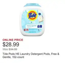 Costco Tide Pods HE Laundry Detergent Pods, Free & Gentle, 152-count offer