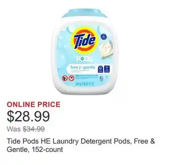 Costco Tide Pods HE Laundry Detergent Pods, Free & Gentle, 152-count offer