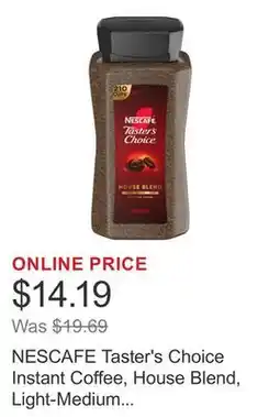 Costco NESCAFE Taster's Choice Instant Coffee, House Blend, Light-Medium Roast,14 oz offer