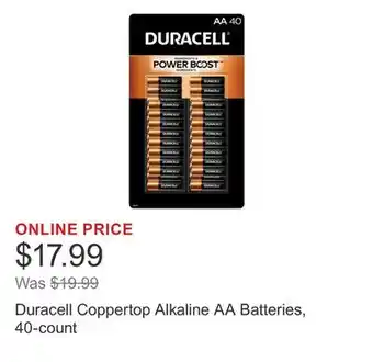 Costco Duracell Coppertop Alkaline AA Batteries, 40-count offer