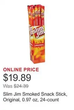 Costco Slim Jim Smoked Snack Stick, Original, 0.97 oz, 24-count offer