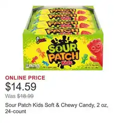 Costco Sour Patch Kids Soft & Chewy Candy, 2 oz, 24-count offer
