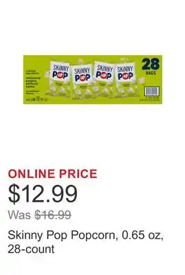 Costco Skinny Pop Popcorn, 0.65 oz, 28-count offer