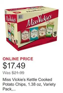 Costco Miss Vickie's Kettle Cooked Potato Chips, 1.38 oz, Variety Pack, 30-count offer