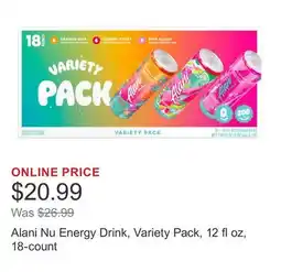 Costco Alani Nu Energy Drink, Variety Pack, 12 fl oz, 18-count offer