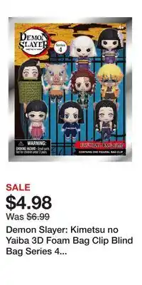 Game Stop Demon Slayer: Kimetsu no Yaiba 3D Foam Bag Clip Blind Bag Series 4 (Styles May Vary) offer