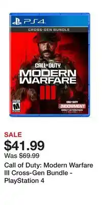 Game Stop Call of Duty: Modern Warfare III Cross-Gen Bundle - PlayStation 4 offer