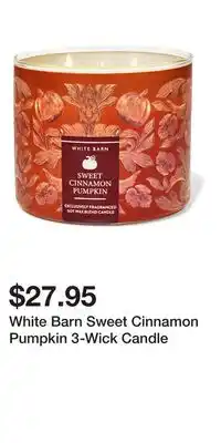 Bath & Body Works White Barn Sweet Cinnamon Pumpkin 3-Wick Candle offer