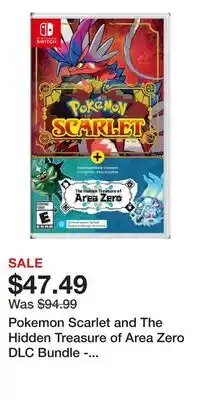 Game Stop Pokemon Scarlet and The Hidden Treasure of Area Zero DLC Bundle - Nintendo Switch offer