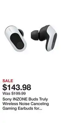 Game Stop Sony INZONE Buds Truly Wireless Noise Canceling Gaming Earbuds for PlayStation 5 and PC - White offer