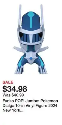 Game Stop Funko POP! Jumbo: Pokemon Dialga 10-in Vinyl Figure 2024 New York Comic Con Exclusive offer