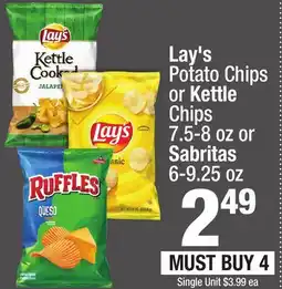Super King Markets Lay's Potato Chips or Kettle Chips 7.5-8 oz or Sabritas 6-9.25 oz offer