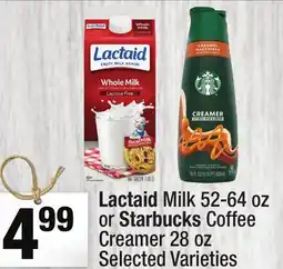 Super King Markets Lactaid Milk 52-64 oz or Starbucks Coffee Creamer 28 oz offer