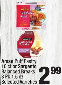Super King Markets Aman Puff Pastry 10 ct or Sargento Balanced Breaks 3 Pk 1.5 oz offer