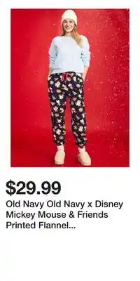 Old Navy Old Navy Old Navy x Disney Mickey Mouse & Friends Printed Flannel Pajama Jogger for Women offer