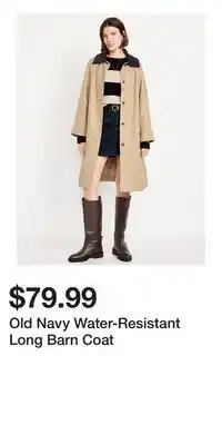 Old Navy Old Navy Water-Resistant Long Barn Coat offer
