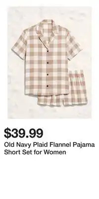 Old Navy Old Navy Plaid Flannel Pajama Short Set for Women offer