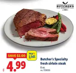 Lidl Butcher's Specialty fresh sirloin steak offer