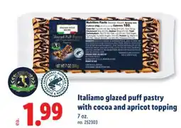 Lidl Italiamo glazed puff pastry with cocoa and apricot topping offer