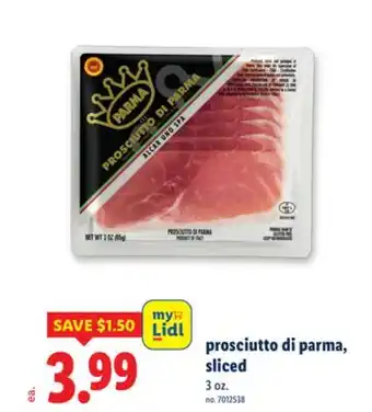 Lidl prosciutto di parma, sliced offer