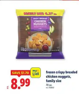 Lidl frozen crispy breaded chicken nuggets, family size offer