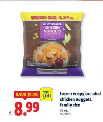 Lidl frozen crispy breaded chicken nuggets, family size offer