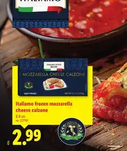 Lidl Italiamo frozen mozzarella cheese calzone offer