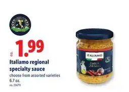 Lidl Italiamo regional specialty sauce offer