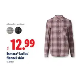 Lidl Esmara ladies' fl annel shirt offer