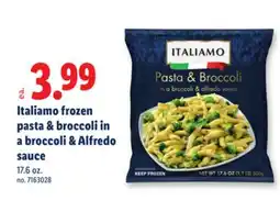 Lidl Italiamo frozen pasta & broccoli in a broccoli & Alfredo sauce offer