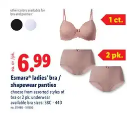 Lidl Esmara ladies' bra/shapewear panties offer