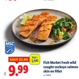 Lidl Fish fresh wild caught sockeye salmon skin on fillet offer